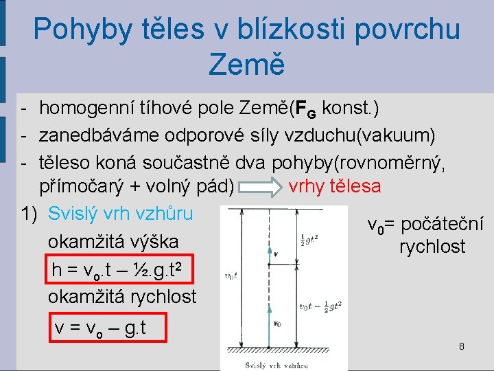 Pohyby těles v blízkosti povrchu Země - homogenní tíhové pole Země(FG konst. ) -