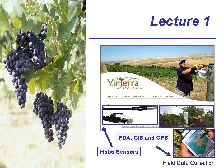 Lecture 1 PDA, GIS and GPS Hobo Sensors Field Data Collection 
