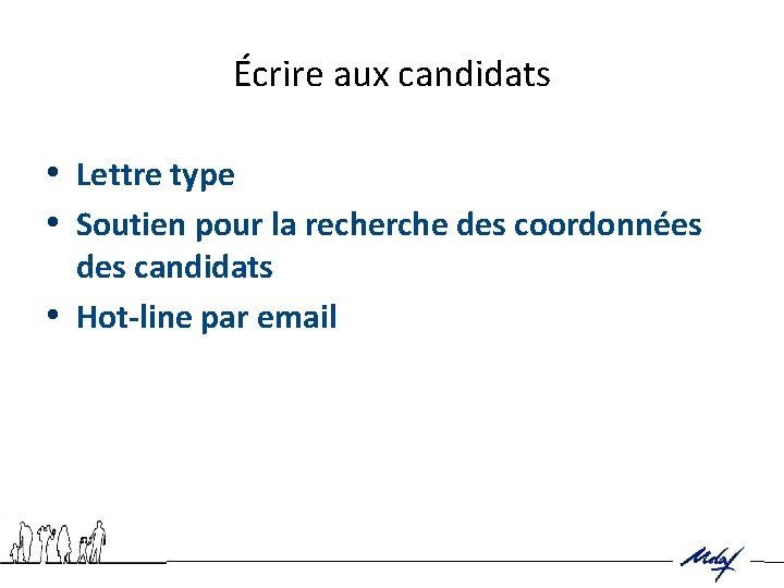 Écrire aux candidats • Lettre type • Soutien pour la recherche des coordonnées des