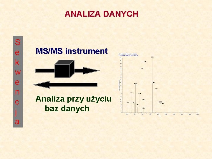 ANALIZA DANYCH S e k w e n c j a MS/MS instrument Analiza