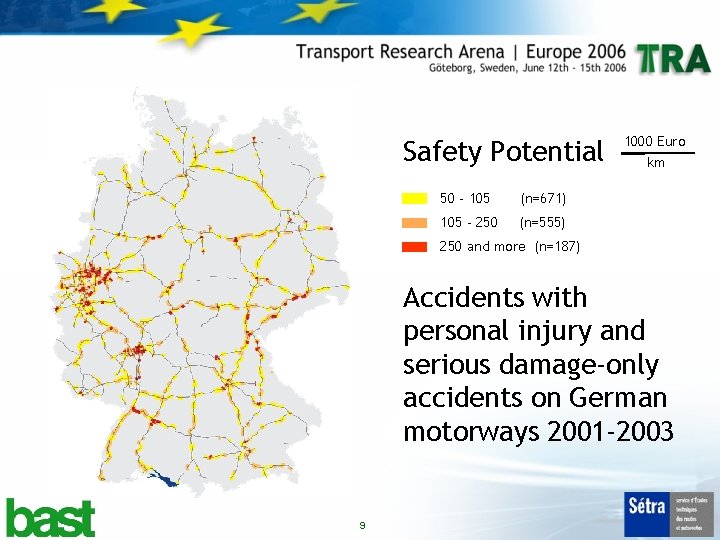 Safety Potential 50 - 105 (n=671) 105 - 250 (n=555) 1000 Euro km 250