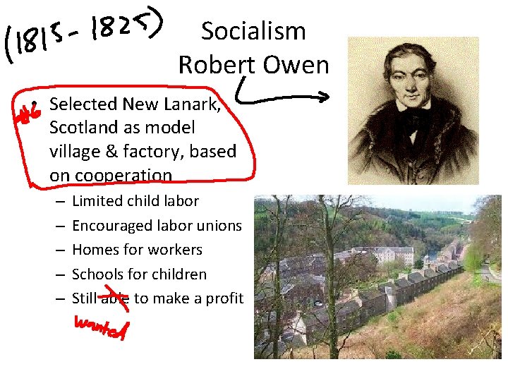 Socialism Robert Owen • Selected New Lanark, Scotland as model village & factory, based