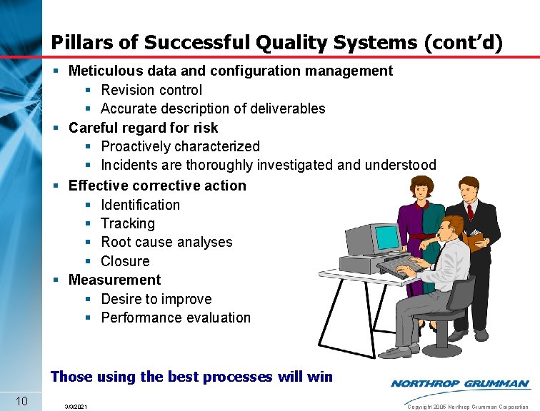 Pillars of Successful Quality Systems (cont’d) § Meticulous data and configuration management § Revision