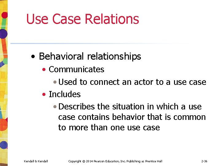 Use Case Relations • Behavioral relationships • Communicates • Used to connect an actor
