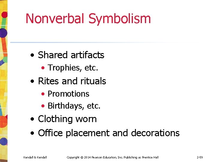 Nonverbal Symbolism • Shared artifacts • Trophies, etc. • Rites and rituals • Promotions