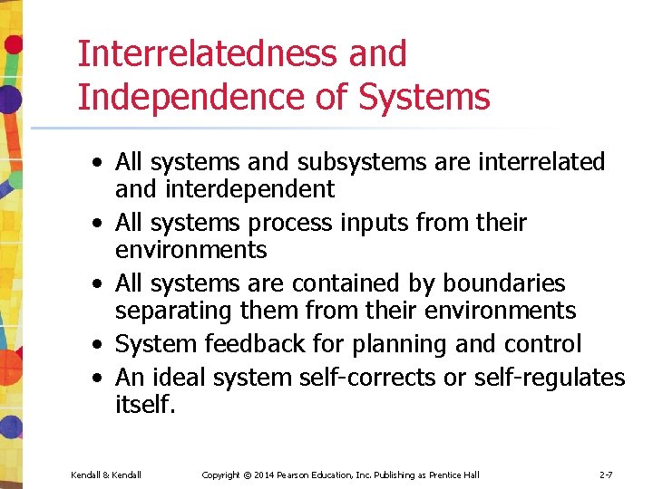 Interrelatedness and Independence of Systems • All systems and subsystems are interrelated and interdependent