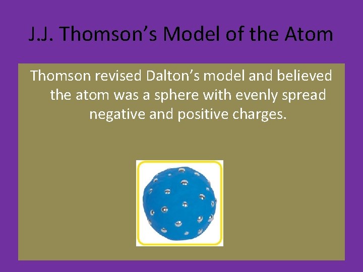 J. J. Thomson’s Model of the Atom Thomson revised Dalton’s model and believed the J. J. Thomson’s Model of the Atom Thomson revised Dalton’s model and believed the