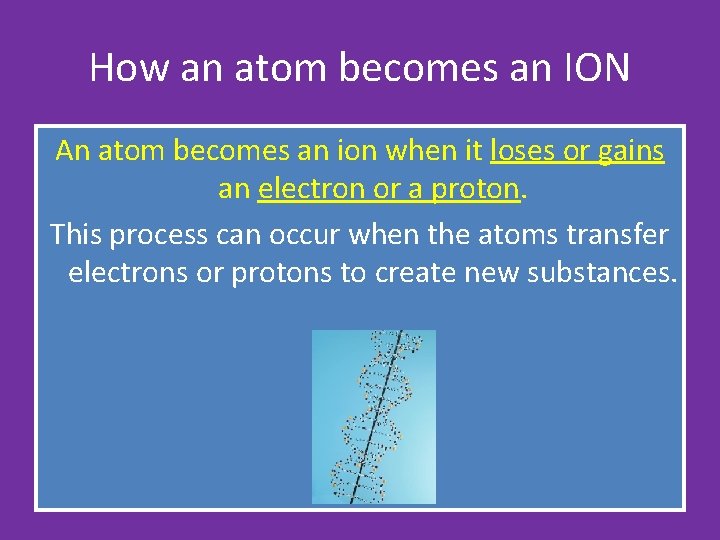 How an atom becomes an ION An atom becomes an ion when it loses How an atom becomes an ION An atom becomes an ion when it loses