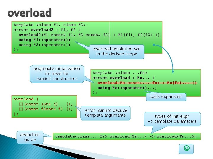 overload template <class F 1, class F 2> struct overload 2 : F 1,