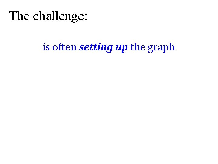The challenge: is often setting up the graph 
