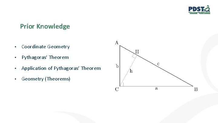 Prior Knowledge • Coordinate Geometry • Pythagoras’ Theorem • Application of Pythagoras’ Theorem •