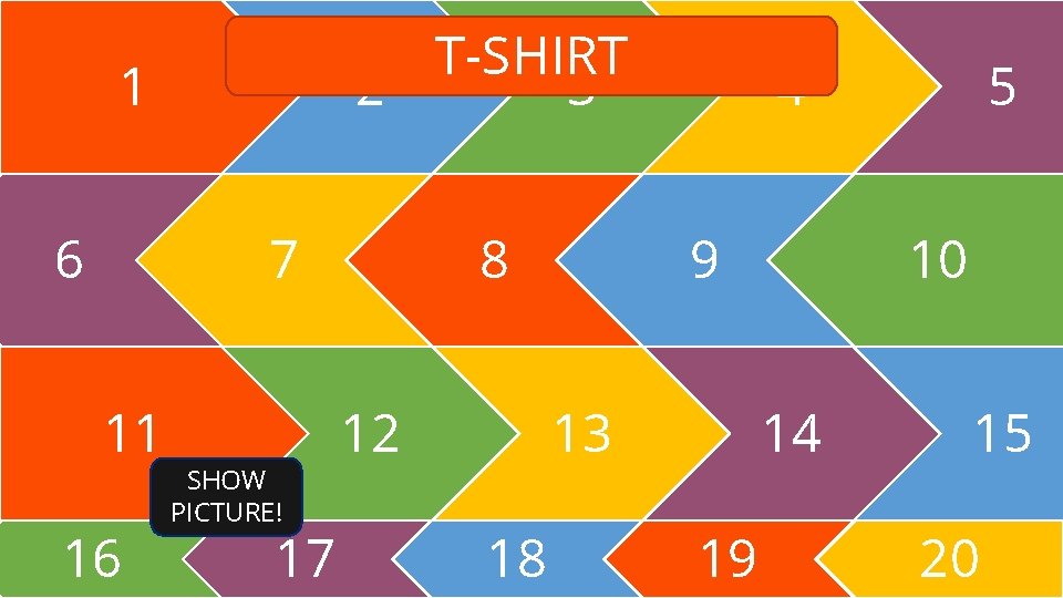 T-SHIRT 2 3 1 6 7 11 16 SHOW PICTURE! 17 8 12 4