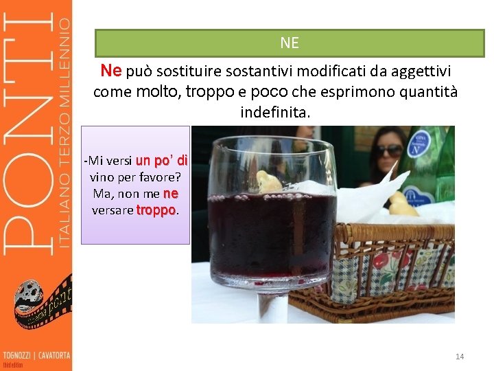 NE Ne può sostituire sostantivi modificati da aggettivi come molto, troppo e poco che