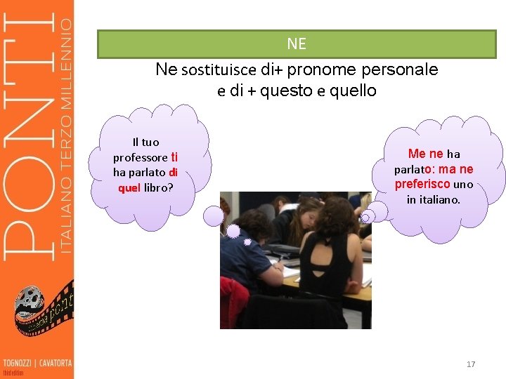 NE Ne sostituisce di+ pronome personale e di + questo e quello Il tuo