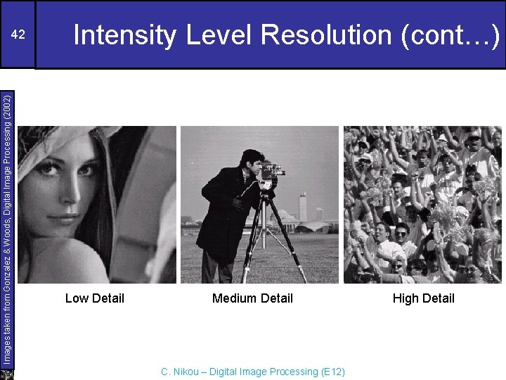 Images taken from Gonzalez & Woods, Digital Image Processing (2002) 42 Intensity Level Resolution