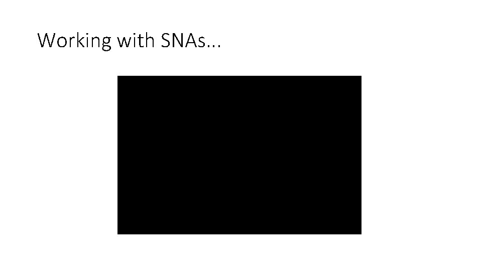 Working with SNAs. . . 