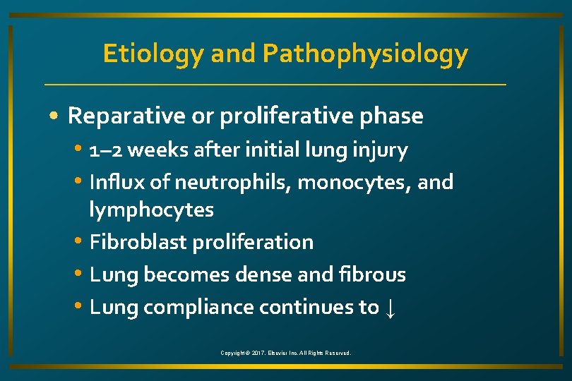 Etiology and Pathophysiology • Reparative or proliferative phase • 1– 2 weeks after initial