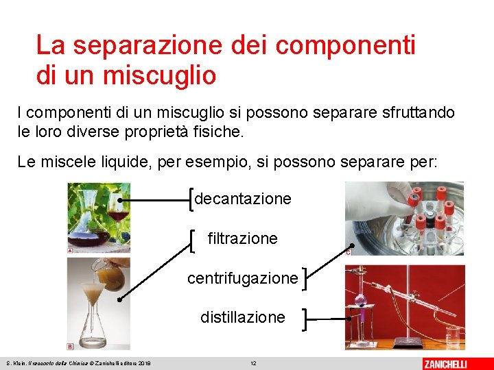 2. La Laseparazione Separazione Componenti deidei componenti didiun un. Miscuglio miscuglio I componenti di