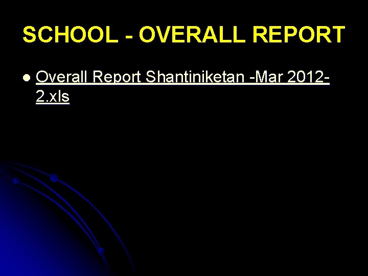 SCHOOL - OVERALL REPORT l Overall Report Shantiniketan -Mar 20122. xls 