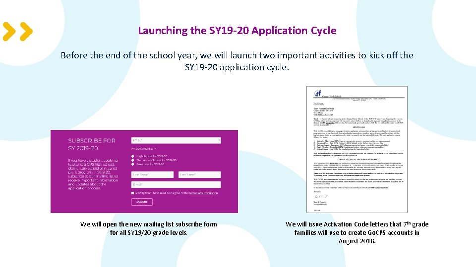 Launching the SY 19 -20 Application Cycle Before the end of the school year,