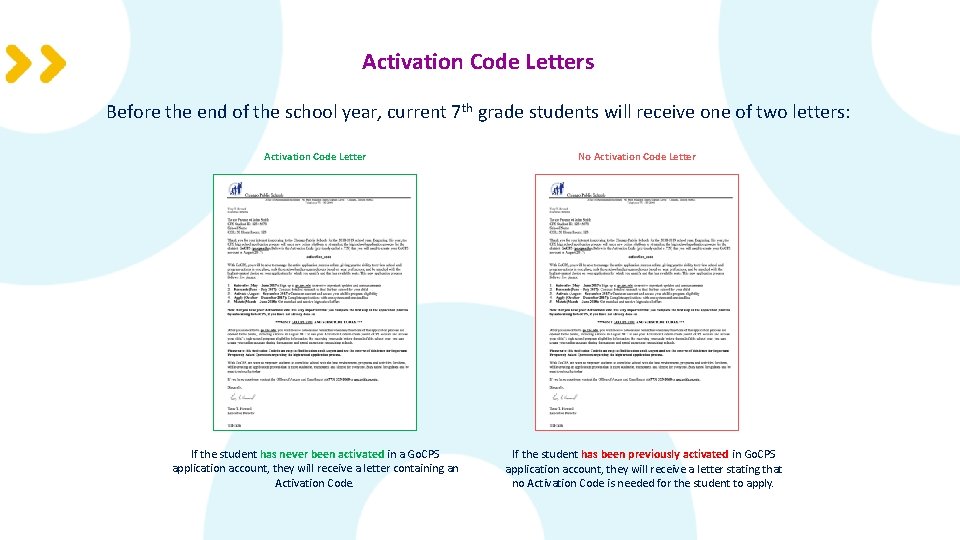 Activation Code Letters Before the end of the school year, current 7 th grade