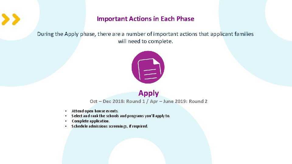 Important Actions in Each Phase During the Apply phase, there a number of important