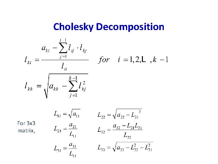 Cholesky Decomposition For 3 x 3 matrix, 
