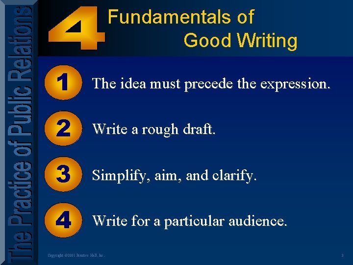 Fundamentals of Good Writing 1 The idea must precede the expression. 2 Write a