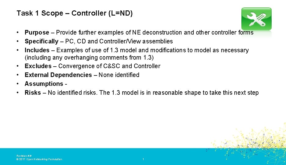 Task 1 Scope – Controller (L=ND) • Purpose – Provide further examples of NE Task 1 Scope – Controller (L=ND) • Purpose – Provide further examples of NE