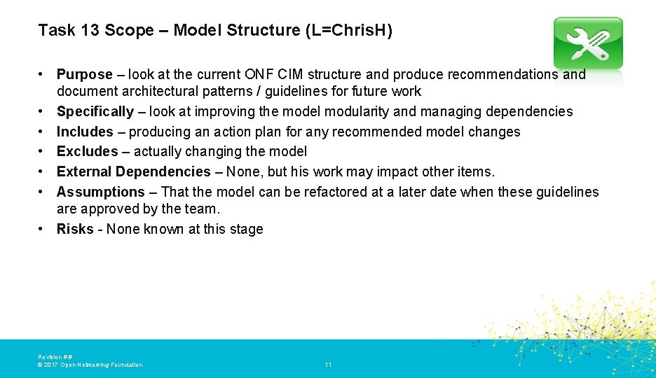 Task 13 Scope – Model Structure (L=Chris. H) • Purpose – look at the Task 13 Scope – Model Structure (L=Chris. H) • Purpose – look at the