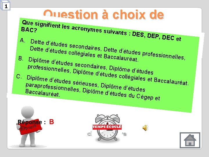 1 Question à choix de Que signif ient les ac ronymes s BAC? uivants 1 Question à choix de Que signif ient les ac ronymes s BAC? uivants