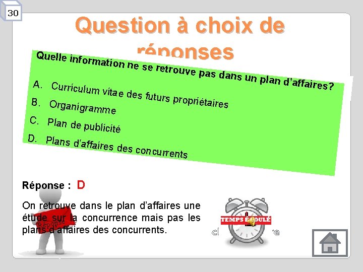 30 Question à choix de Quelle info rmation neréponses se retrouve p as dans