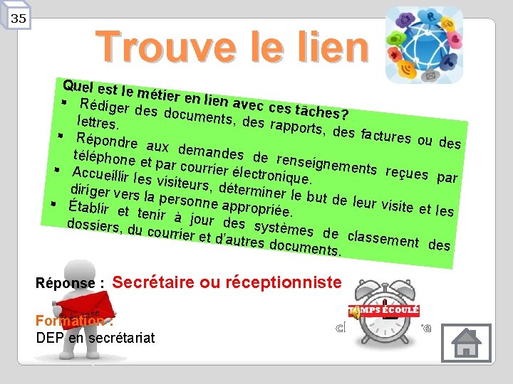 35 Trouve le lien Quel est le métier en lien avec § Rédiger ces