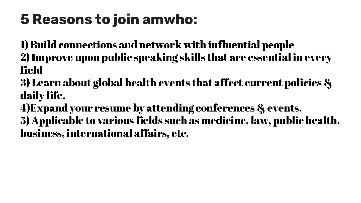 5 Reasons to join amwho: 1) Build connections and network with influential people 2)