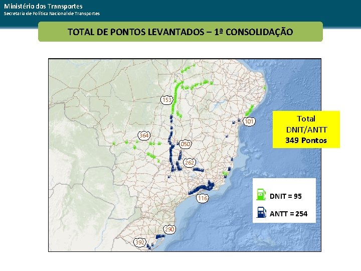 Ministério dos Transportes Secretaria de Política Nacional de Transportes TOTAL DE PONTOS LEVANTADOS –