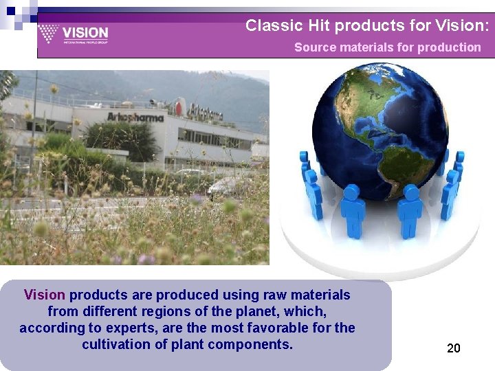 Classic Hit products for Vision: Source materials for production Vision products are produced using