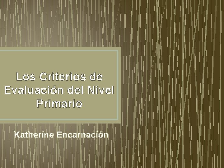 Los Criterios de Evaluación del Nivel Primario Katherine Encarnación 