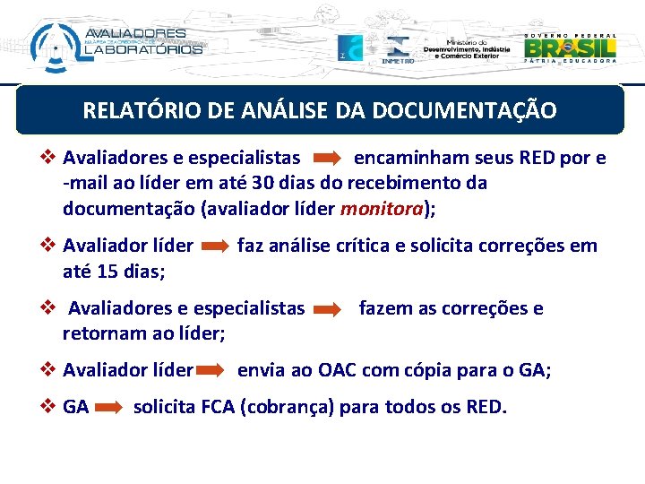 RELATÓRIO DE ANÁLISE DA DOCUMENTAÇÃO v Avaliadores e especialistas encaminham seus RED por e