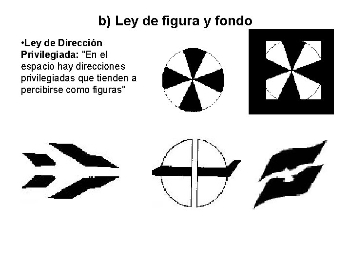 b) Ley de figura y fondo • Ley de Dirección Privilegiada: "En el espacio