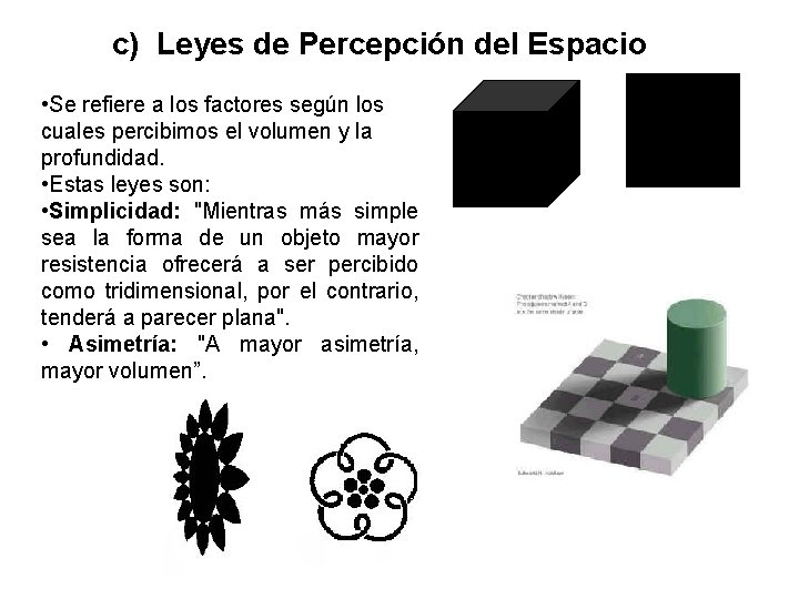 c) Leyes de Percepción del Espacio • Se refiere a los factores según los