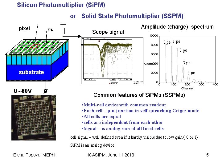 Silicon Photomultiplier (Si. PM) or Solid State Photomultiplier (SSPM) pixel h Scope signal Amplitude