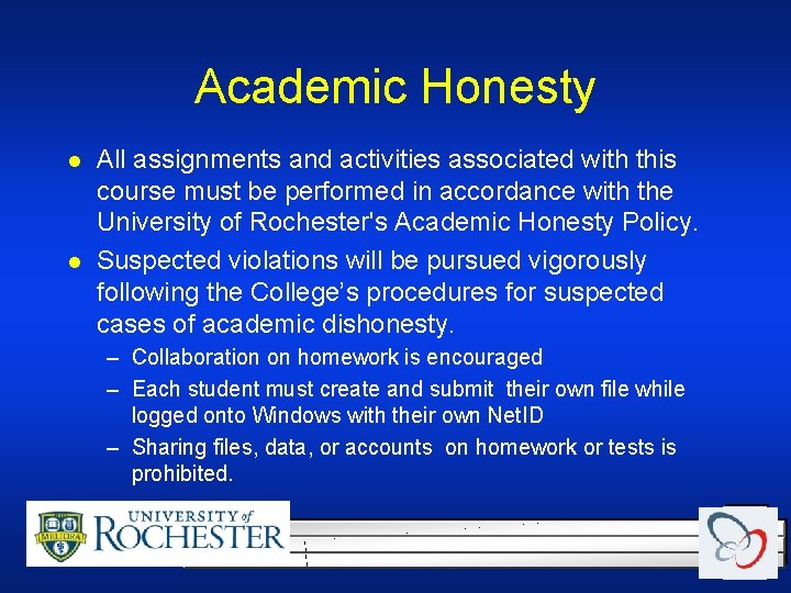 Academic Honesty l l All assignments and activities associated with this course must be Academic Honesty l l All assignments and activities associated with this course must be