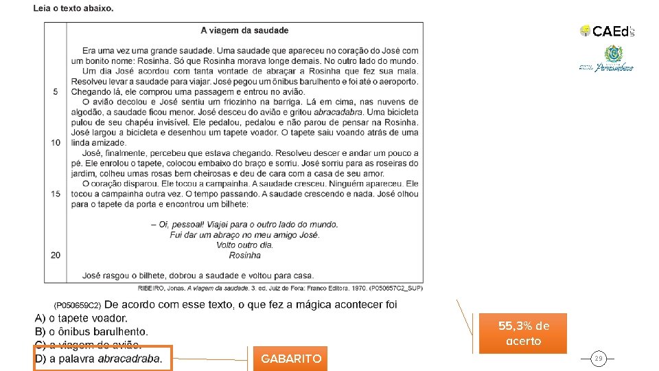 55, 3% de acerto GABARITO 29 