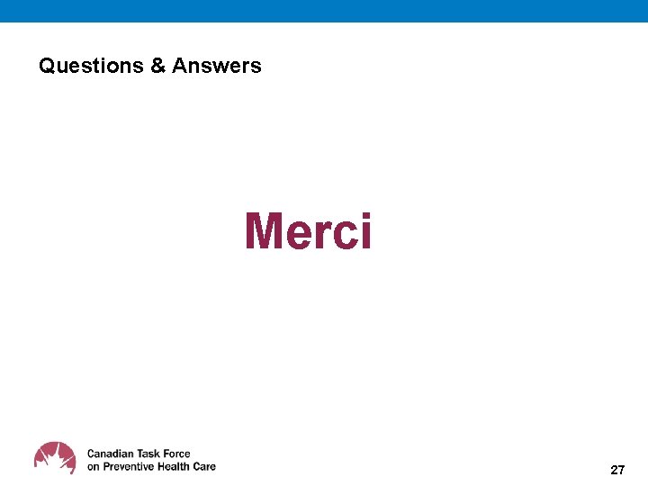 Questions & Answers Merci 27 