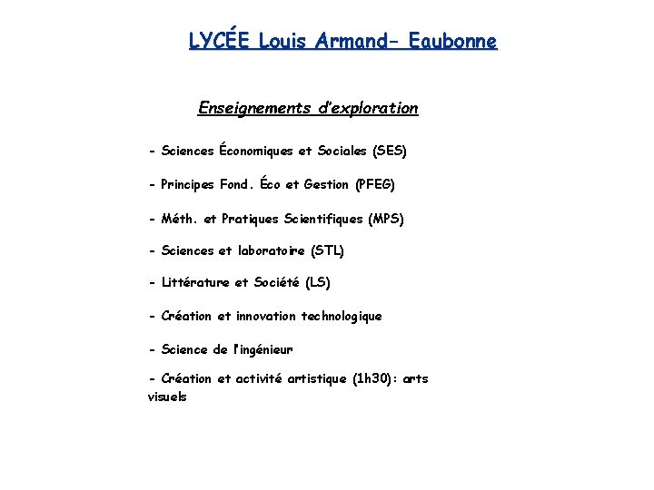 LYCÉE Louis Armand- Eaubonne Enseignements d’exploration - Sciences Économiques et Sociales (SES) - Principes
