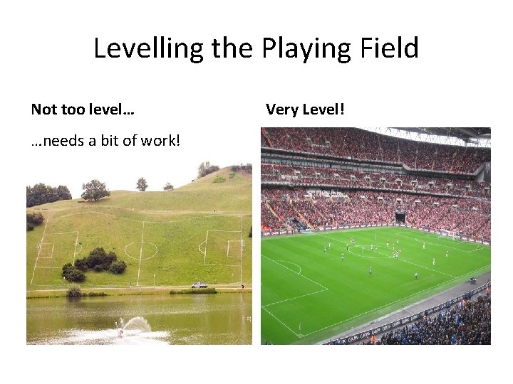 Levelling the Playing Field Not too level… …needs a bit of work! Very Level!