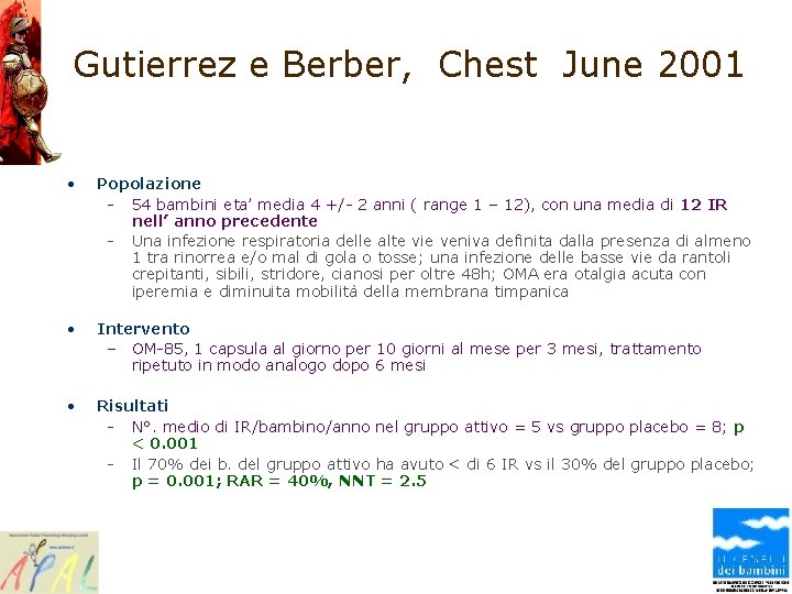 Gutierrez e Berber, Chest June 2001 • Popolazione - 54 bambini eta’ media 4