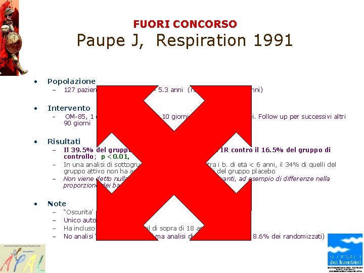 FUORI CONCORSO Paupe J, Respiration 1991 • Popolazione – • Intervento – • OM-85,
