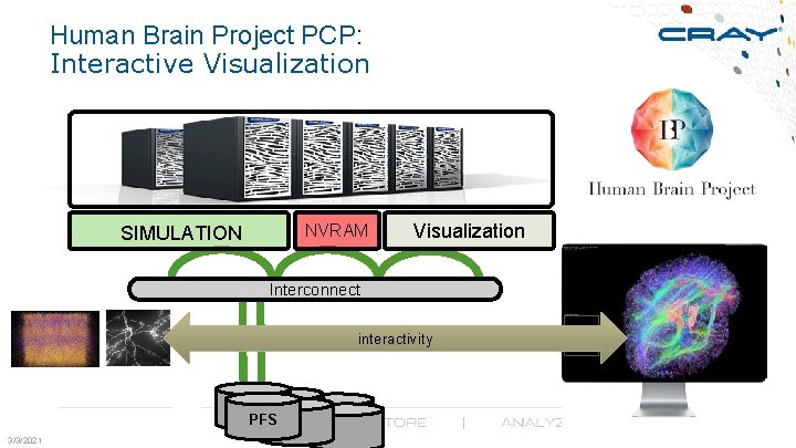 Human Brain Project PCP: Interactive Visualization NVRAM SIMULATION Visualization Interconnect interactivity PFS 3/3/2021 