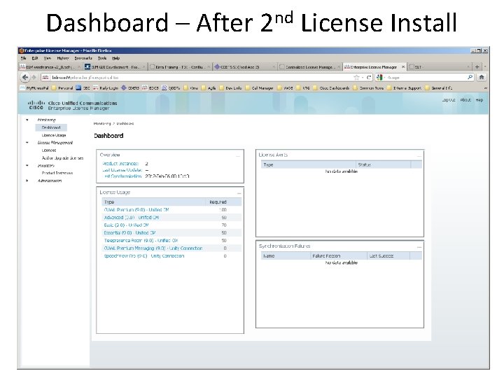 Dashboard – After 2 nd License Install 